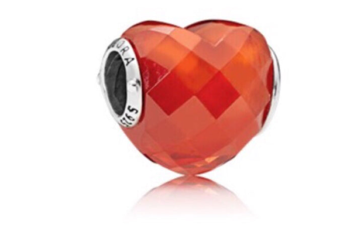 heart shape charm orange color Pandora charm 92.5 Italy silver