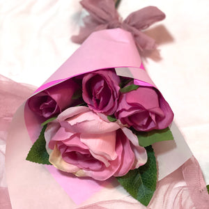 Gift for HER 4pcs Silk Roses in Wrap