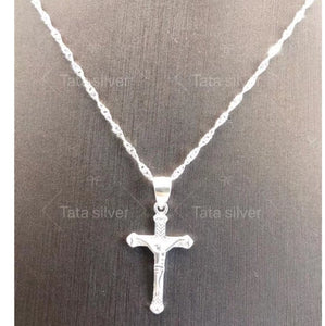Necklace with Cross Pendant  92.5 Italy silver