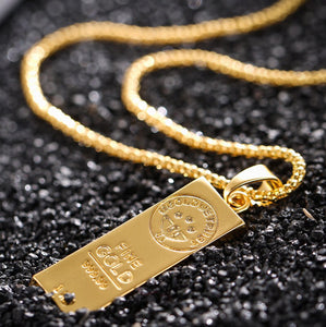 Gold Bar Pendant Necklace Hip Hop Popular   92.5 Italy silver