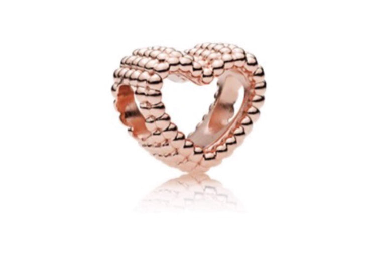 Pandor Heart RoseGold Pandora charm 92.5 Italy silver