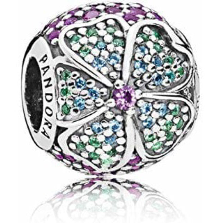 Flowers Pandora charm 92.5 Italy silver