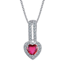 Load image into Gallery viewer, Heart with Pink Stone Necklace  92.5 Italy silver