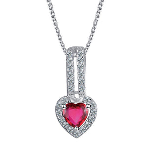 Heart with Pink Stone Necklace  92.5 Italy silver