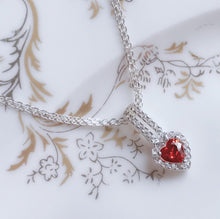 Load image into Gallery viewer, Heart with Pink Stone Necklace  92.5 Italy silver