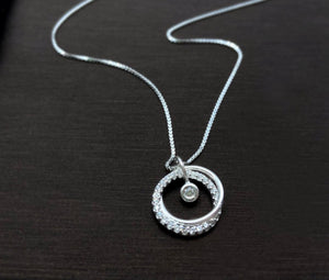 Pandora New Classy Double Circle Necklace  92.5 Italy silver