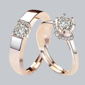 Diamond Design Stone Couple Ring 92.5 Italy silver