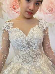 ON HAND long sleeve wedding ball gown Phoemela