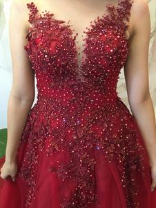 ON HAND sleeve less Debut Gown Cherry