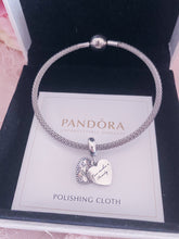 Load image into Gallery viewer, Family Heart Mom Pandora 1 Charm Bangle Set Italy Silver 925