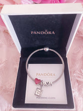 Load image into Gallery viewer, Book Heart Mom Family Pandora 3 Charms Bangle Set Italy Silver 925