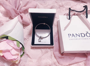 Book Mom Family Pandora 2 Charms Bangle Set Italy Silver 925