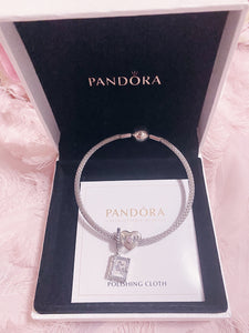 Book Mom Family Pandora 2 Charms Bangle Set Italy Silver 925
