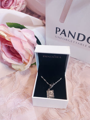 Family Book Mom Pandora Necklace Charm Set Italy Silver 925