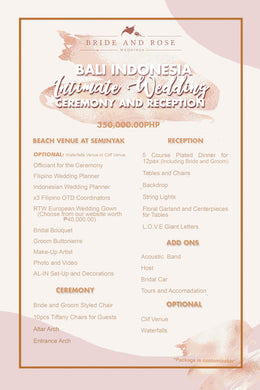 Bali Indonesia Intimate Destination Wedding Ceremony and Reception Package