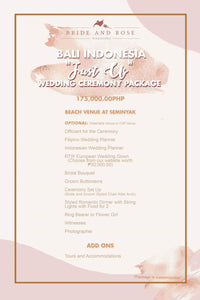 Bali Indonesia "Just Us" Destination Wedding Ceremony Package